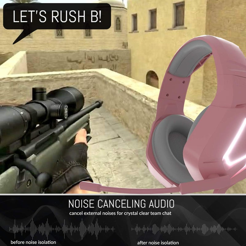 Orzly Gaming Headset (Pink) for PC and Gaming Consoles PS5, PS4, Xbox Series X | S, Xbox ONE, Nintendo Switch & Google Stadia Stereo Sound with Noise Cancelling mic - Hornet RXH-20 Nakuru Edition - Image 5